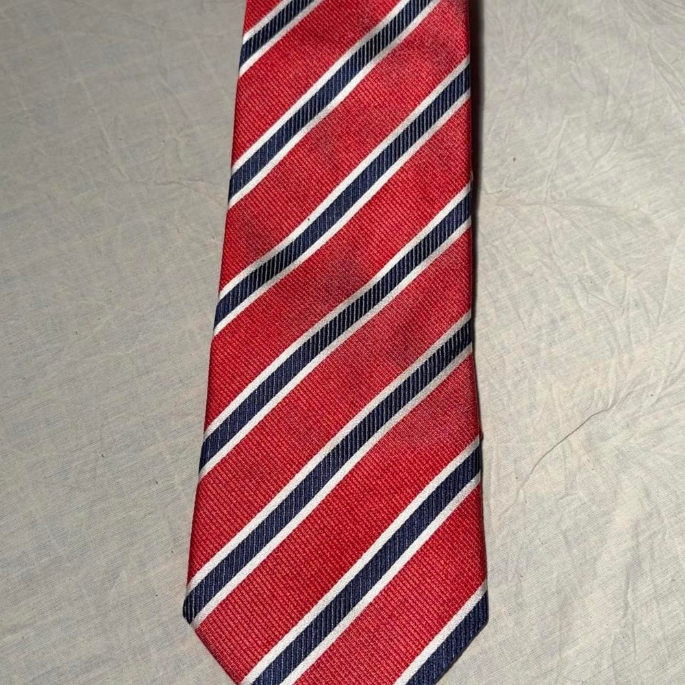 Borrelli Napoli red, navy, blue and white diagonal striped tie